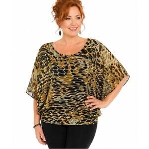 Madison Paige Abstract Animal Print Dolman Sleeves Flowy Lightweight Large